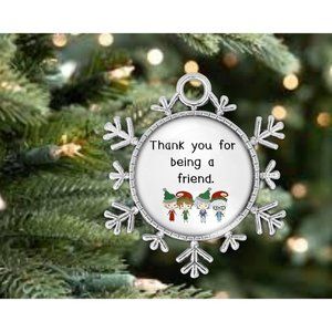 Thank you for Being a Friend Golden Girls TV Christmas Silver Snowflake Ornament